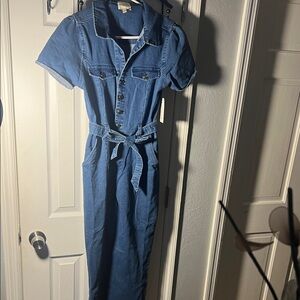 Hudson Jeans Blue Button-Up Jumpsuit